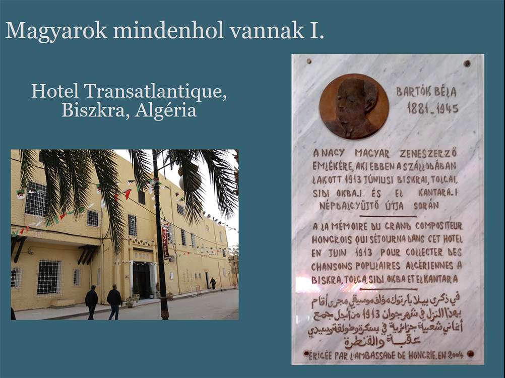 Bartók-tábla a Hotel Transatlantique-ban Biszkra, Algéria